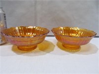 Carnival glass footed nut dish