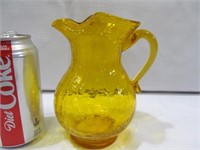Amber Crackle glass pitcher