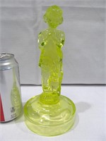 Vaseline glass girl statue lamp base