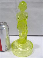 Vaseline glass girl satue lamp base