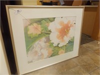 PAIR OF FRAMED FLORAL ART PIECES