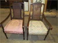 Pair of cane back armchairs