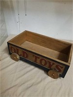 Old toys wood rolling cart 19 X 11 x 7