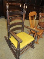 Large wood rocker, yellow seat
