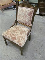 Victorian parlor chair, brown fabric