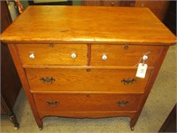 2 over 2 oak chest, white knobs on top