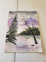 Winter Pine Trees Painting