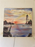 Quebec Waterfall w/ Lighthouse Painting