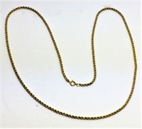 Gold Tone Rope Necklace Marked 20 12K