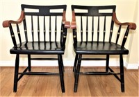 Set of Two Toned Wooden Arm Chairs