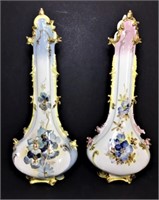 Pair of Intricately Painted Gold Gilt Vases