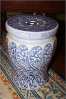 Large blue and white Oriental plant stand