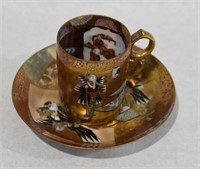 Hand Painted Gold Gilt Asian Demitasse Cup