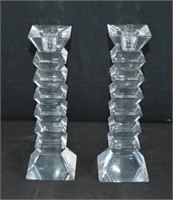 Pair Crystal (Heavy) Candlestick Holder's 8"