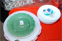 Victorian Painted Dessert Plate, Opalescent Glass,