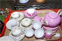 German Porc. Pink Luster Child'S Tea Set & Assort.