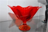 Amberina Fluted Top Candy Dish
