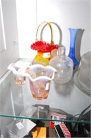 2 Pink Opalescent Fluted Vases, Blenko & Case Glas