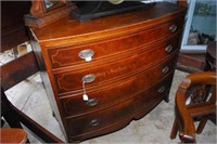 4 Drawer Bow Front Mahogany Inlaid Chest