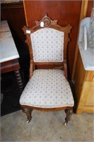 2X$ - Walnut Eastlake Upholstered Side Chairs