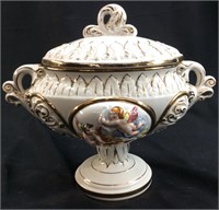 VINTAGE KERAMOS CAPODIMONTE BOWL AND TOP