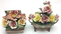 2 PIECE NUOVA CAPODIMONTE FLORAL