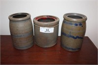 Three Stoneware Crock Jars