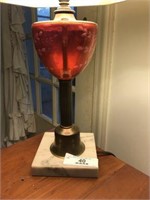 Cranberry Table Lamp w/Marble Base