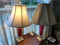 Pair of Cranberry Table Lamps