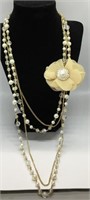 Faux Pearl & Chain gold necklace(fr)
