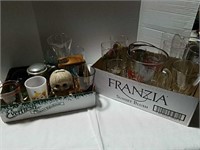 2 boxes beer glasses and pitcher, advertising