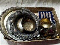 Silver plate serving pieces and knives