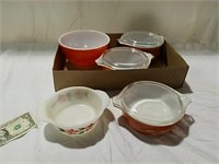 Pyrex and Fire King casseroles and bowls