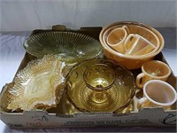 Fire King Peach, and yellow depression glass