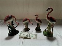 4 Flamingo figurines