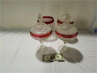 4 ruby pedestal candy dishes