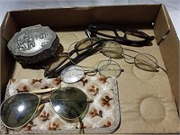 Vintage glasses and box