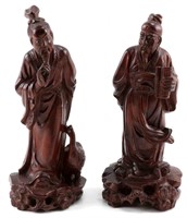 QING DYNASTY 19TH C CHINESE BOXWOOD SAGE FIGURINES