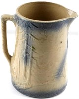 BLUE AND WHITE SALT GLAZE PITCHER WITH STAG DESIGN