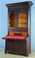 Circa 1850 Rosewood Rococo Revival Secretary Desk