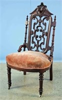C. 1850 Pierced Carved Walnut Slipper Chair