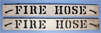 Pair of Double Sided Fire Hose Signs, Circa 1920
