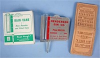 Henderson, TN, Gin Co. Rain Gauge & Pocket Book