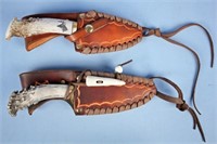 Two Ken Richardson Hunting Knives w/ Stag Handles