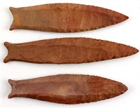 3 CUMBERLAND ARROWHEAD POINTS CLAY COLORED