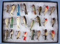 Group of 24 Vintage Bomber Style Lures and Display