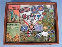 Large Group of Boy Scout Patches, Sash, Hat, Books