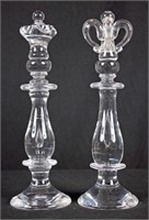 Pair of Steuben Glass King & Queen Chess Pieces