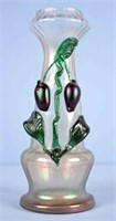 Kralik Verre De Soie Plums Art Glass Vase