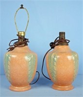 Pair of C. 1940 Pink Matte Finish Pottery Lamps
